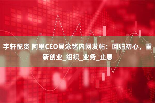 宇轩配资 阿里CEO吴泳铭内网发帖：回归初心，重新创业_组织_业务_止息